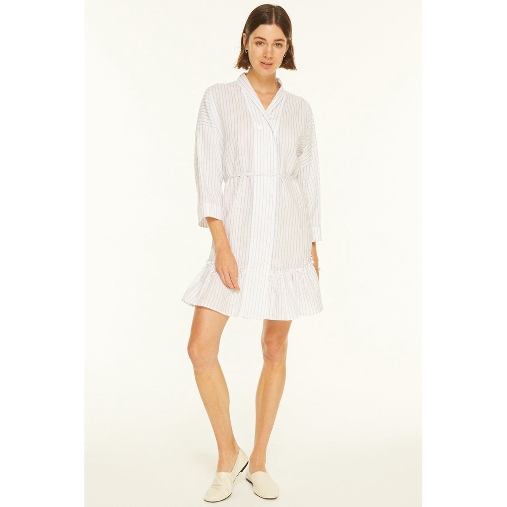 Harshman NEW Nebbi Caftan Dress White/Lavender Stripes Size‎ Medium MSRP $239
